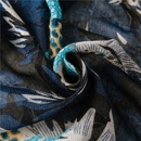 new style cotton and linen feel scarf navy blue big leaf soft fabric printing travel sunscreen shawl silk scarfpicture15
