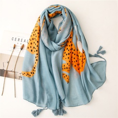 Sunscreen silk scarf summer beach towel shawl color cheetah print ethnic style cotton and linen scarf thin cotton and linen silk scarf