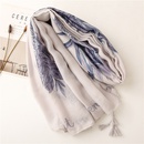 Sunscreen silk scarf summer beach towel shawl purple gray feather ethnic style cotton and linen scarf thin cotton and linen silk scarfpicture14