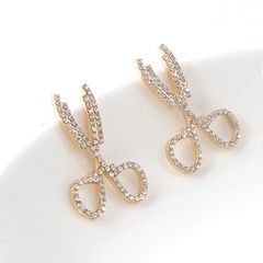 fashion personality simple full diamond scissors long earrings