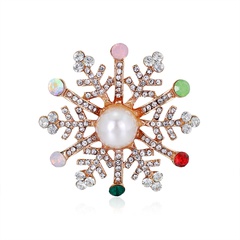 broches retro de copo de nieve diamantes de colores perlas broches de flores en stock