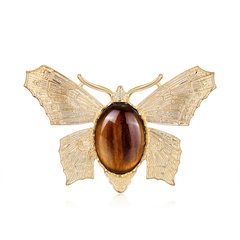 Broche papillon en résine dorée rétro de style nouveau, broche insecte exagérée exagérée