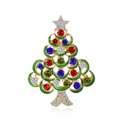 nuevo broche de árbol de Navidad con incrustaciones de diamantes retro serie navideña al por mayor