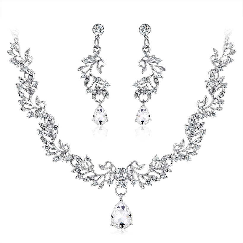 Bijoux Fantaisie Parures Bijoux | Nouveau Temprament Simple Diamant Collier Alliage Strass Verre Bijoux Ensemble Accessoires En Gros - OK82643
