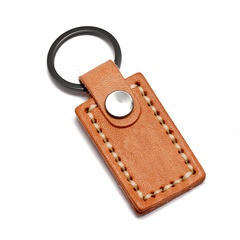 Creative double-layer hand-stitched cowhide keychain simple personality fashion small gift trend car key pendant