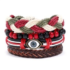 Bohemia style colored leather bracelet set diy retro braided eye bracelet