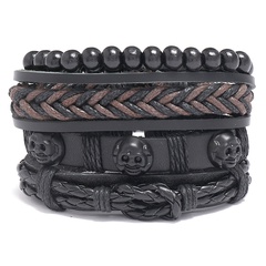 fashion jewelry personality retro woven leather bracelet diy four combination set bracelet