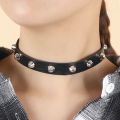 Harajuku style trend street shooting punk rivet leather necklace clavicle chain collar creative jewelry