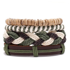 wholesale personnalité tissée multicouche bracelet en corde de chanvre bracelet simple bricolage bracelet en cuir 4 pièces