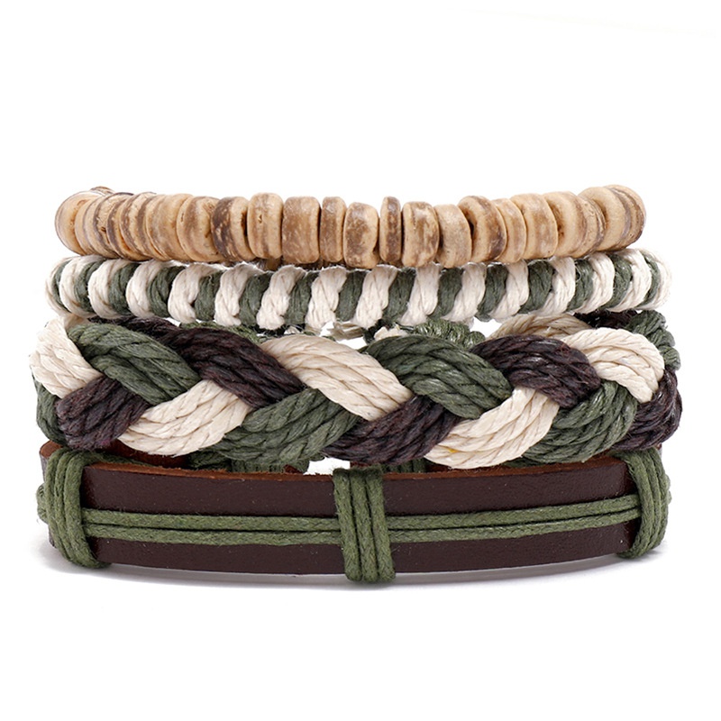 wholesale personality woven multilayer hemp rope bracelet bracelet simple diy 4piece leather bracelet
