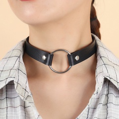 Harajuku punk collier ras du cou anneau de mode de rue collier en cuir femme clavicule chaîne accessoires