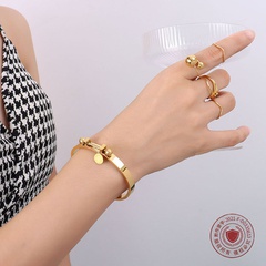 geometric round card lettering love design sense bracelet titanium steel plated 18k real gold bracelet jewelry