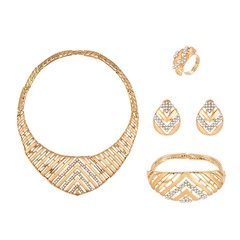 new fashion simple alloy first necklace and earrings four-piece bridal wedding jewelry set