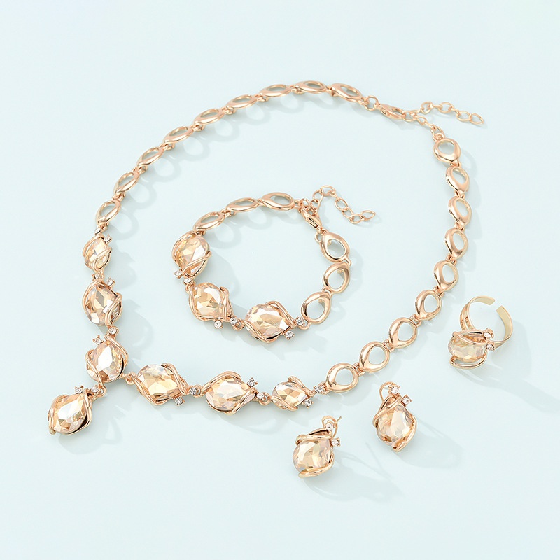 nouvelle mode simple alliage premier collier et boucles d39oreilles ensemble de bijoux de mariage de marie en quatre pices