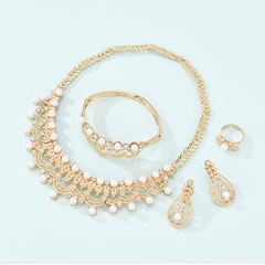 new fashion simple alloy first necklace and earrings four-piece bridal wedding jewelry set