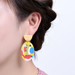 2021 new holiday style acrylic graffiti contrast earrings fashion personality abstract depiction literary earrings
