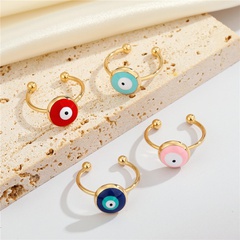 cross-border new jewelry simple round eye alloy ring multicolor adjustable opening index finger ring