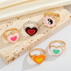 cross-border new jewelry simple two-color love Tai Chi flower ring opening adjustable index finger ring