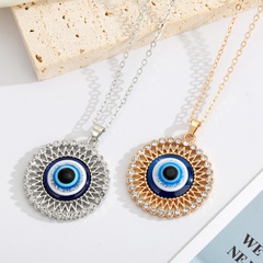 new devil's eye necklace point rhinestone flower Turkey eye necklace pendant foreign trade jewelry
