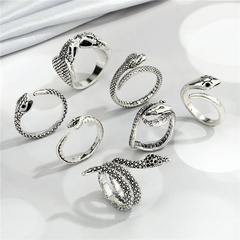 cross-border jewelry new retro gothic punk snake ring cute ancient silver double-headed snake animal ring