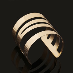Europe America and Africa Fashion Exaggerated Alloy Corrugated Carved Hollow Geometric Wide Face Big Bangle