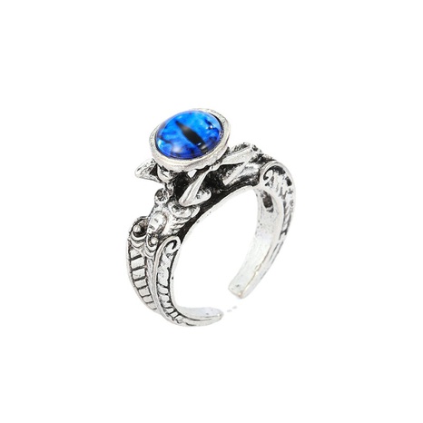 nueva tendencia retro anillo de ojo de diablo de cuentas azules anillo de calavera de aleación joyería transfronteriza's discount tags
