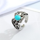 trend punk retro golden red stone feather ring female hollow turquoise open ring crossborderpicture7