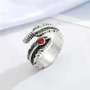 trend punk retro golden red stone feather ring female hollow turquoise open ring crossborderpicture8