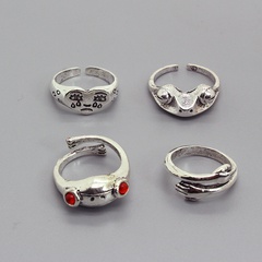 new retro funny frog crying face ring creative metal hug finger ring cross-border jewelry