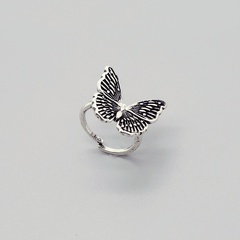 retro simple metal butterfly ring new cold wind personality open animal ring finger ring cross-border