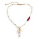 Idyllic holiday style hit color rice bead shell woven necklace ethnic stitching imitation pearl clavicle necklacepicture13