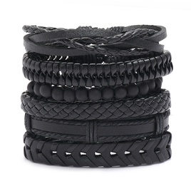 retro black woven mens leather bracelet simple diy combination set braceletpicture13