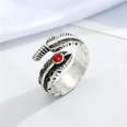 trend punk retro golden red stone feather ring female hollow turquoise open ring crossborderpicture11