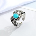 trend punk retro golden red stone feather ring female hollow turquoise open ring crossborderpicture12