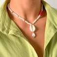 Idyllic holiday style hit color rice bead shell woven necklace ethnic stitching imitation pearl clavicle necklacepicture14