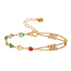 zircon bracelet female copper plated 18K real gold double-layer jewelry manufacturer wholesale