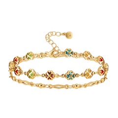 new multi-layer bracelet female 18K real gold electroplating mixed color zircon elegant jewelry adjustable