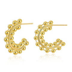 Cross-border source niche design plated 18K real gold earrings retro simple circle earrings wholesale