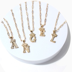 Fashion Zircon Crown 26 English Letter Pendant Trendy Simple Personality Necklace Necklace