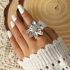 new personality diamond flower ring simple retro niche creative design opening adjustable ring