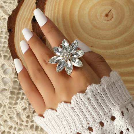 nouvelle personnalité bague fleur diamant simple niche rétro design créatif ouverture bague réglable's discount tags
