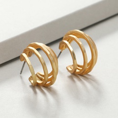 fashion retro exaggerated three-layer circle earrings Korean version of simple temperament trend niche design exaggerated earrings