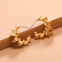European and American fashion exaggerated metal spiral matte curve earrings new retro simple style earrings