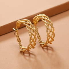 Geometric metal hollow twist circle earrings European and American fashion exaggerated simple retro earrings