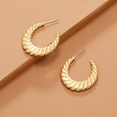 simple retro niche creative design metal alloy earrings Japanese and Korean fashion exaggerated hollow Cshaped earringspicture8
