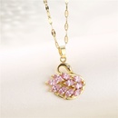 Simple titanium steel crystal diamond swan necklace fashion temperament pink zircon clavicle chain short pendant jewelrypicture7