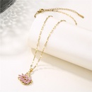 Simple titanium steel crystal diamond swan necklace fashion temperament pink zircon clavicle chain short pendant jewelrypicture10