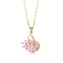 Simple titanium steel crystal diamond swan necklace fashion temperament pink zircon clavicle chain short pendant jewelrypicture11