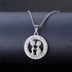 Fashion Couple Kiss Necklace Cross-border Mud Diamond Round Clavicle Chain Valentine's Day Jewelry Gift