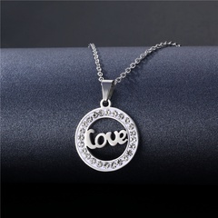 Cross-border LOVE letter necklace necklace stainless steel style pendant ceramic clay rhinestone clavicle chain jewelry